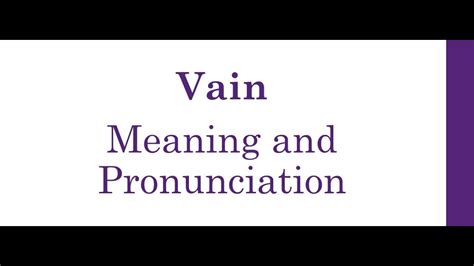vain meaning